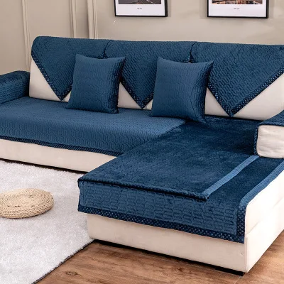 Зимние диванные подушки, Нескользящие плюшевые мягкие чехлы на кресла, полотенце - Цвет: E