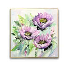 

Hand Painted Oil Painting On Canvas Modern Living Room Simple Purple Flower Abstract Impression Home Room Decorative
