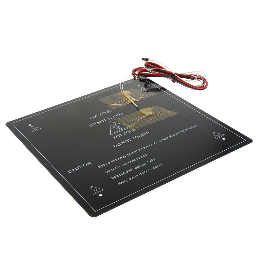 3D Printer Aluminum Heated Bed 12V Hot Bed with Thermal Cable for CR-10 Black 300*300*3mm