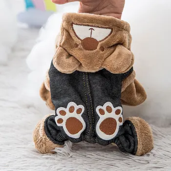 

Paw Print Jumpsuits Dog Clothes Overalls for Dogs Clothing Pet Outfits Cute Winter Thermal Yorkies Black Boy Ropa Para Perro