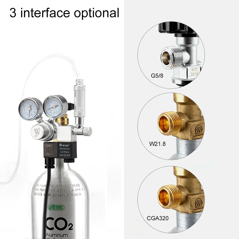 Аквариум CO2 регулятор G5/8 220 В Магнитный соленоидный обратный клапан счетчик пузырьков для аквариума CO2 контроль давления пузырьковый диффузор