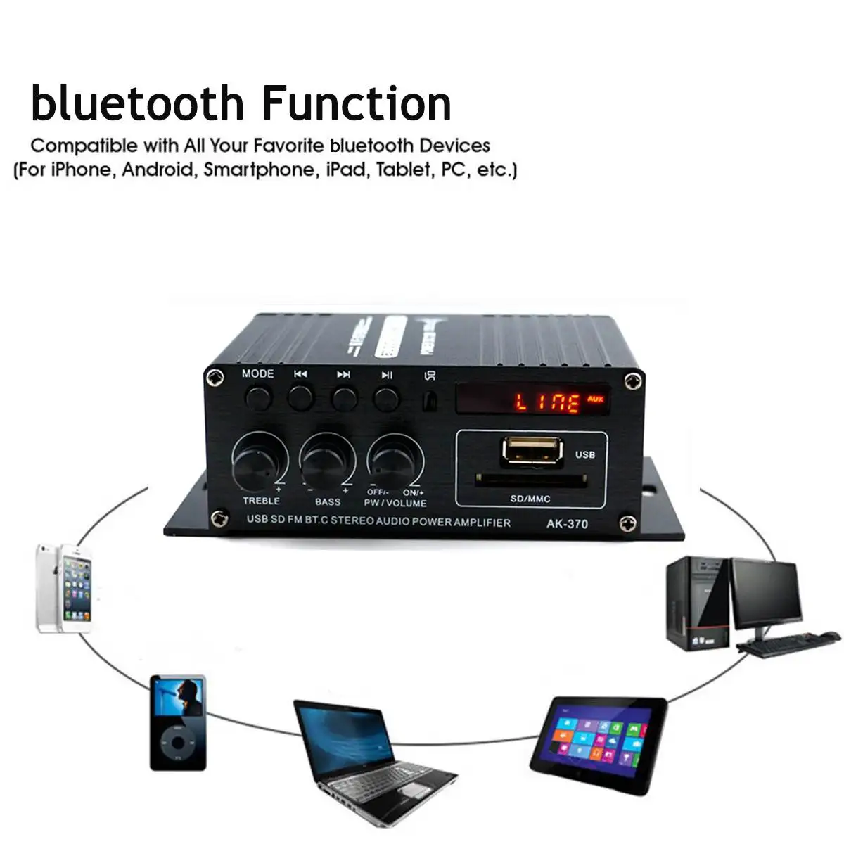 400 Вт 2*200 Вт стерео Hi-Fi автомобильный домашний сабвуфер автомобильный аудио усилитель звука динамик bluetooth EDR аудио светодиодный дизайн усилители
