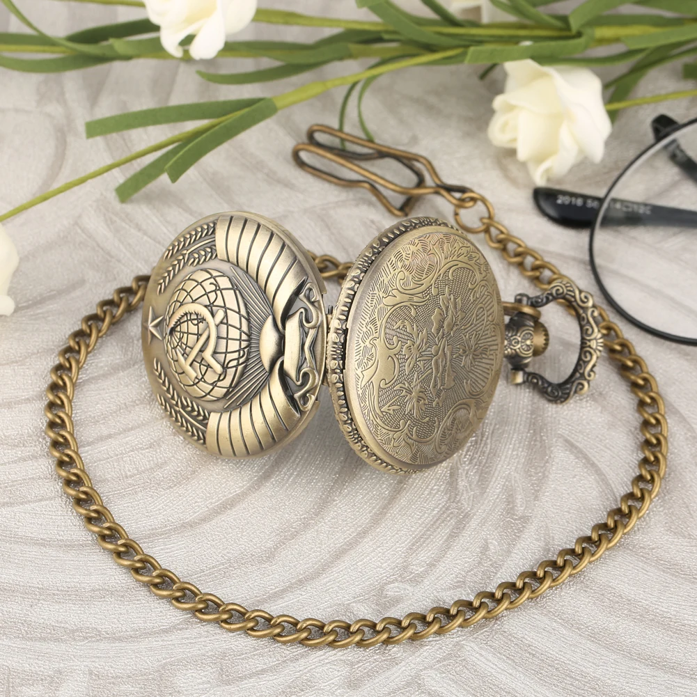 Montre Poche Vintage Cuivre Chaine Quartz Pendentif Bijoux Montre Poche Vintage Cuivre Chaine Quartz Pendentif Bijoux