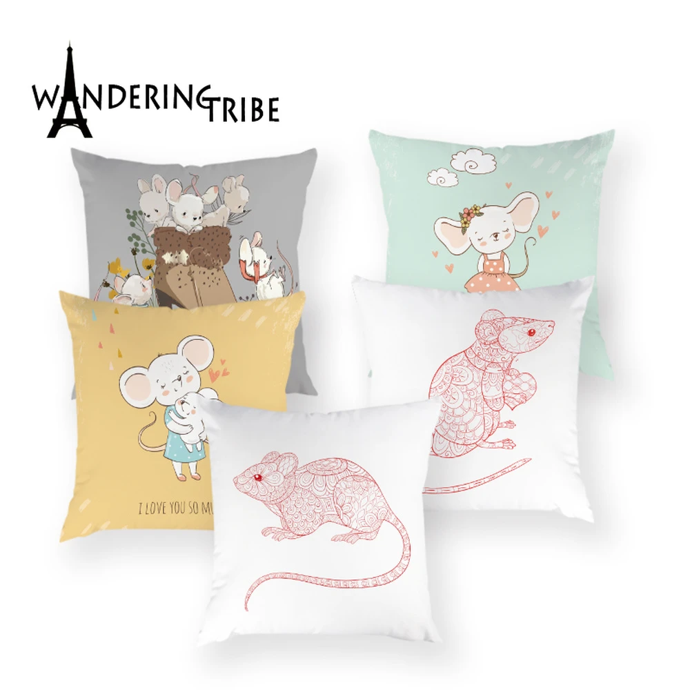 Cute Mouse Cushion Covers Cartoon Pillow Cases Polyester Animal Sofa Cushions Cover Car Decorative Bed Pillow Case Funda Cojines Cushion Cover Aliexpress