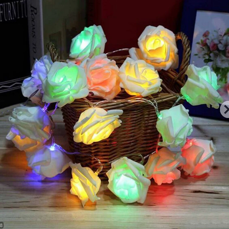 2,2 м 20LED светильник в виде Розы, гирлянда, украшение для праздника, свадьбы, вечеринки, батарейка АА