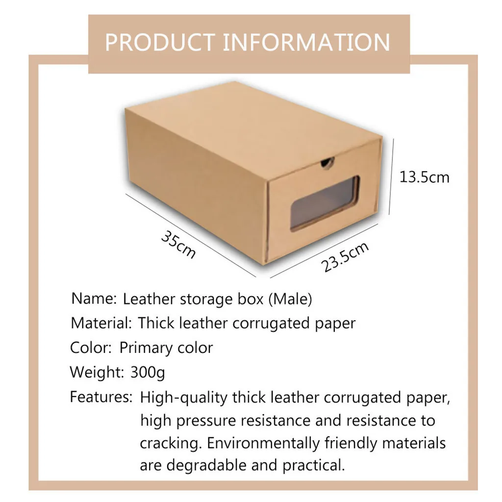 Thickened Kraft Shoes Box Rectangular Cardboard Shoes Containers Case Dustproof Transparent Drawer Shoebox Rangement Chaussure