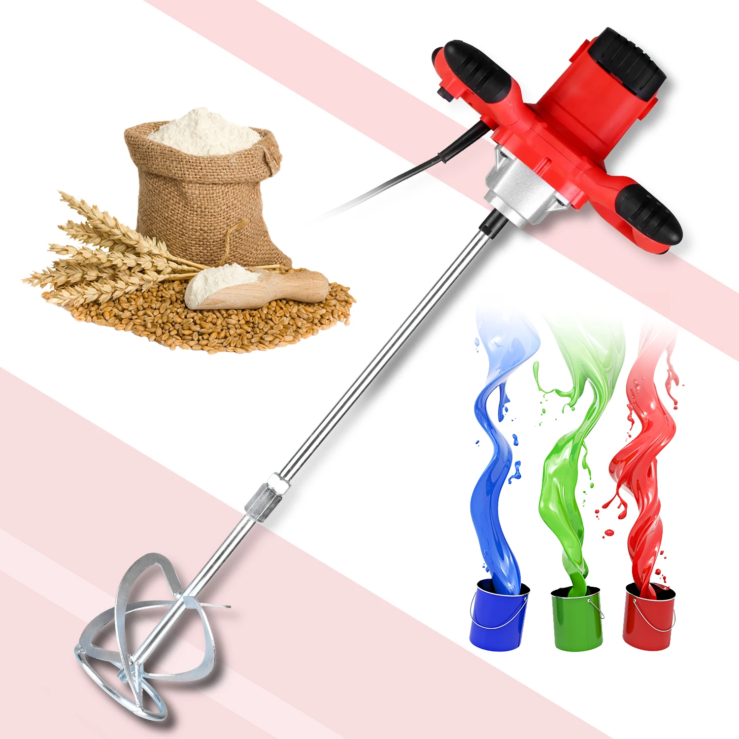 2100w Electric Cement Mixer Stirrer Heavy Duty 6speed Regulation
