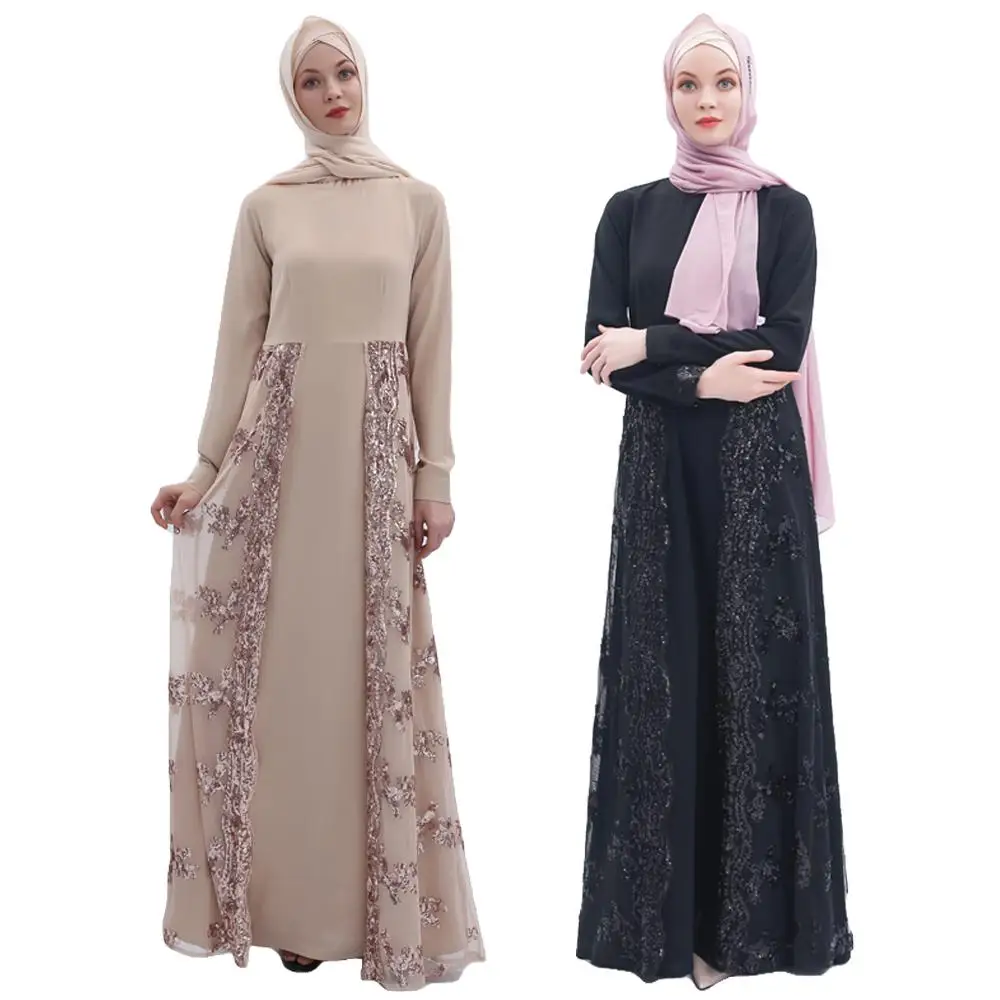 Роскошное платье-Кафтан с блестками для мусульманских женщин длинное платье