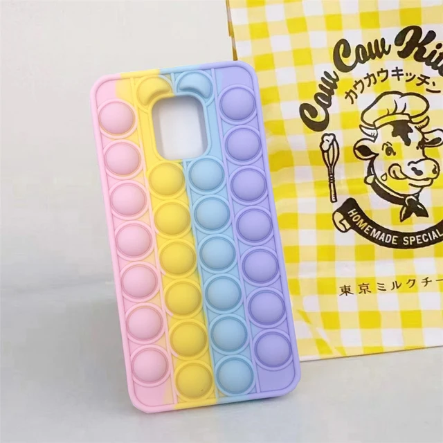 For Redmi Note 9 Pro 9S 7 8 Pro Push Pop Bubble Fidget Toy Soft Case for Redmi 9 9T 9C 9A Mi Poco X3 M3 Sensory Stress Reliver Redmi Note 9 Pro