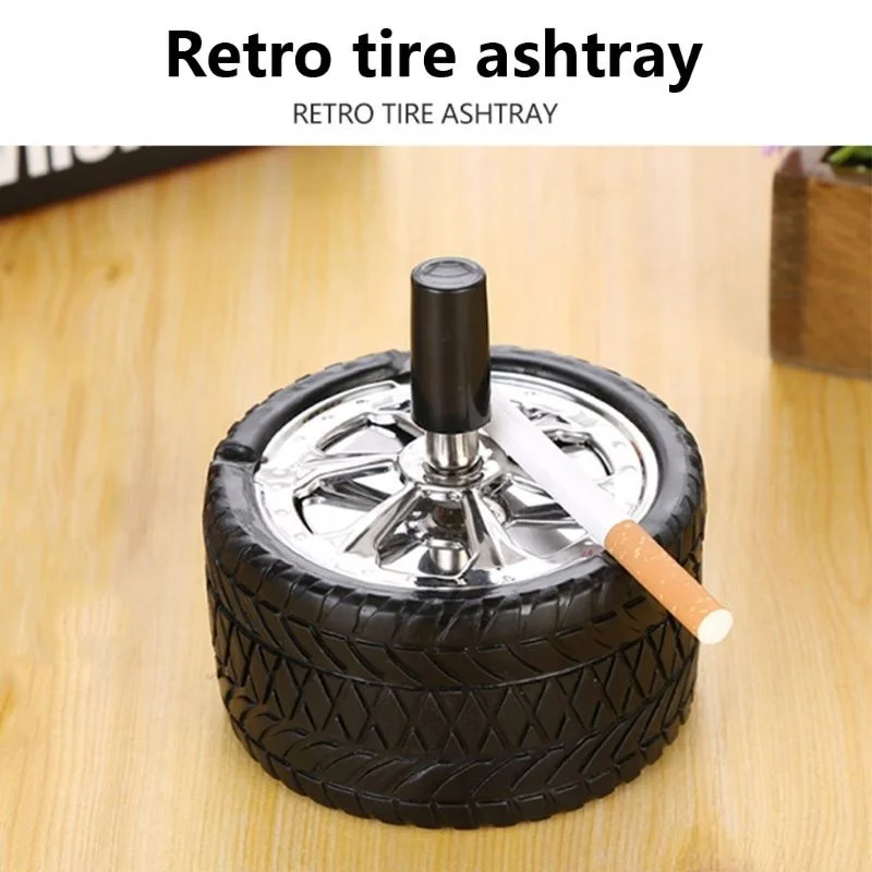 Press Tire shape Car Ashtray With lid windproof rotation Flame