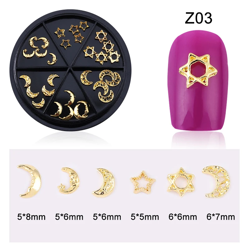 

NIZIQUAN golden metal circle nails rhinestone beads nail stickers 3DDIY irregular color mixing art nail accessories