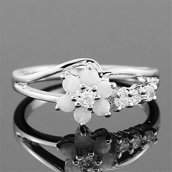 

New Silver Ring Temperament Female Classic Plum Inlay Opal Hand Jewelry
