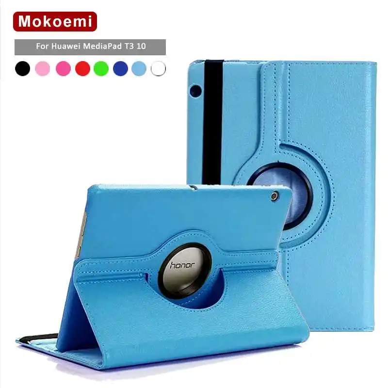 

Mokoemi 360 Rotation Flip Stand Leather 9.6"For Huawei MediaPad T3 10 Case For Huawei MediaPad T3 10 Tablet Case Cover