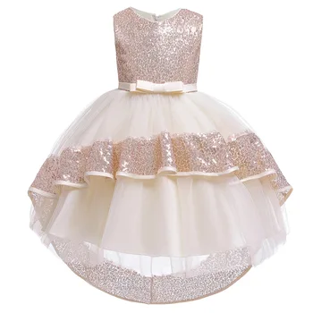 

Girls Reflective dresses Champagne sleeveless wedding Graduation gown party dress summer clothes vestido fiesta infantil menina