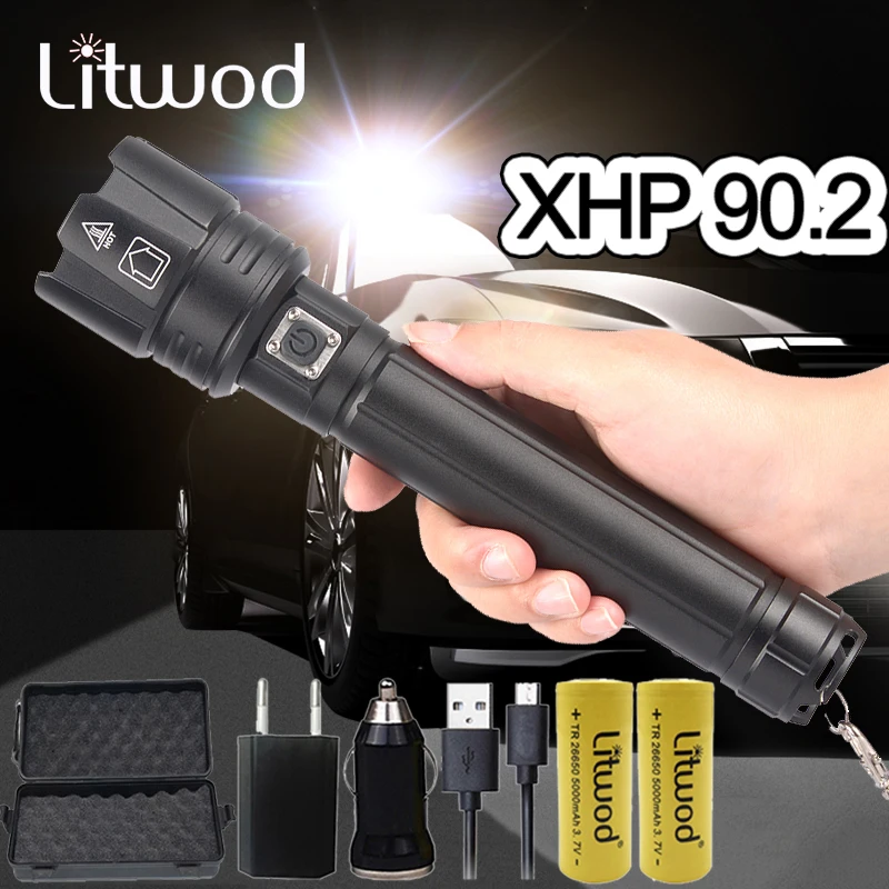 

Battey Bulbs Defense Card Led Flashlight Light Torch Lamp Aluminum Shock Resistant,Self Xhp90.2 Rechargeable Litwod