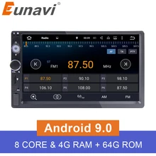 Eunavi 2 Din 7 дюймов Восьмиядерный Универсальный Android 9,0 4G ram автомобильный Радио ПК стерео gps навигация WiFi 1024*600 сенсорный экран USB BT