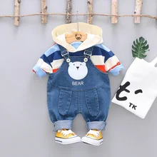 Baby Boys Girl Cartoon Clothing Toddler Infant Clothes Suits Hooded T Shirt Straps Pants 2Pcs/sets Kids Children Tracksuits