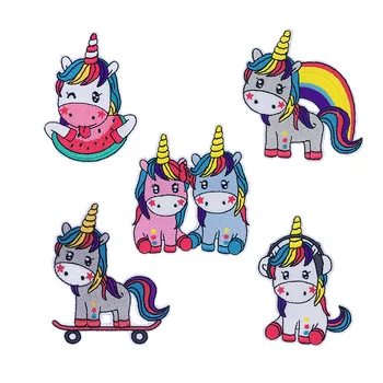 

New Hippie Unicorn Iron on Patches Magic Unicorn Accessories Embroidered Patches for Clothes Applique Kids Dress T-shirts DIY