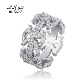 

ALLICEONYOU Iced Out High Quality Cubic Zirconia Ring Gold-plated Copper Hip Hop Style Fashion Jewelry Ring For Women Gift