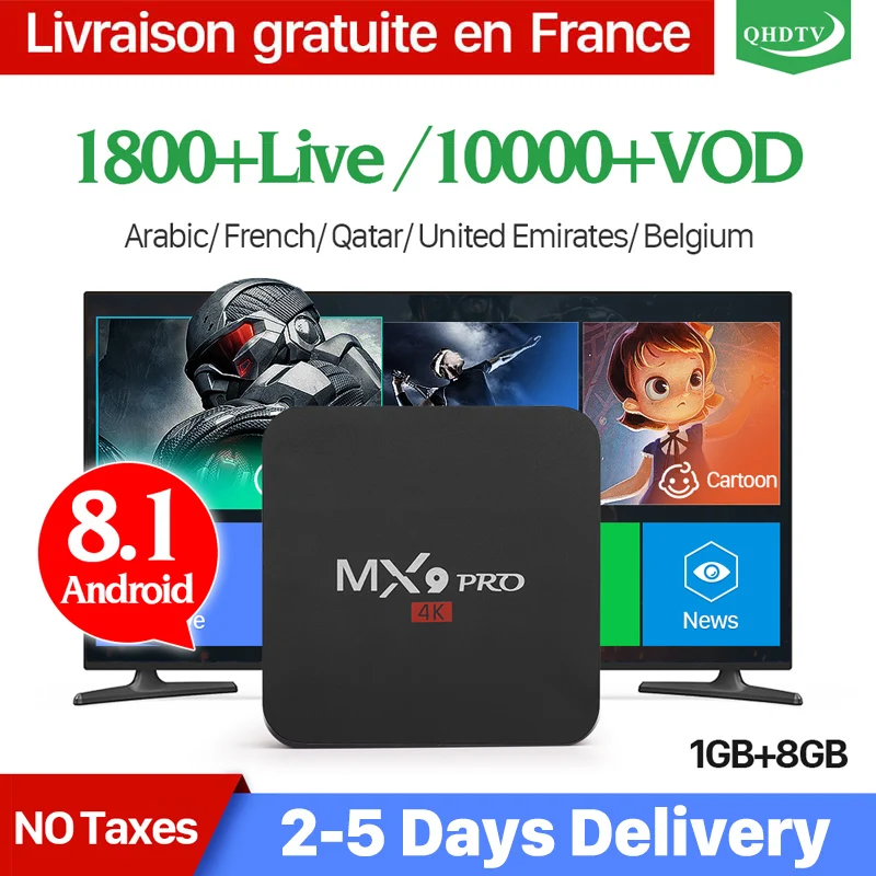 IPTV Frankreich Box MX9Pro Android 8.1 mit 1 Jahr QHDTV Abonnement IPTV Französisch Belgien Niederlande Afrika Marokko Arabisch IP TV IPTV Frankreich Box MX9Pro Android 8.1 mit 1 Jahr QHDTV Abonnement IPTV Französisch Belgien Niederlande Afrika Marokko Arabisch IP TV