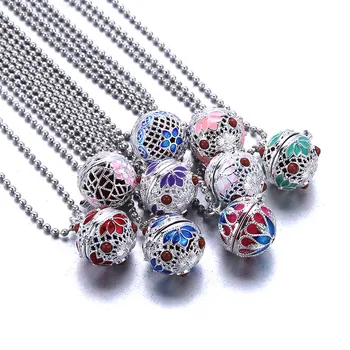 

New Aromatherapy Necklaces Exquisite painting open locket Aroma Diffuser Necklace Essential Oils perfume Pendant necklace