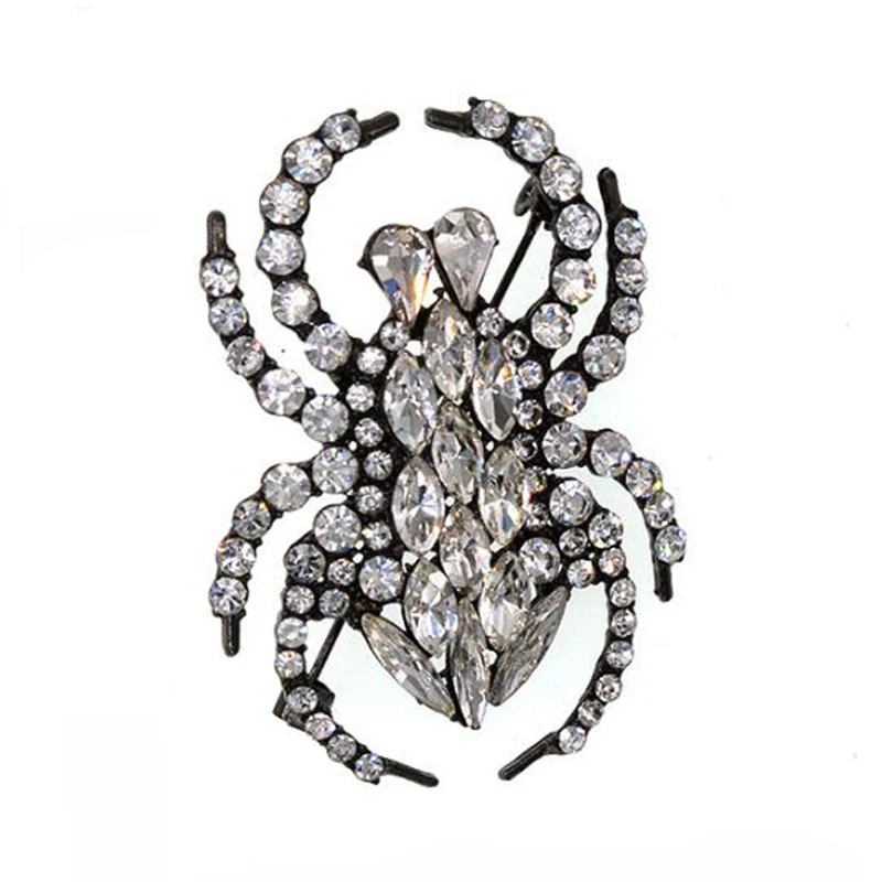 Новинка, модные классические роскошные винтажные украшения со стразами и кристаллами, большая позолоченная брошь в виде животного-паука, булавка, кулон на лацкане - Окраска металла: E002