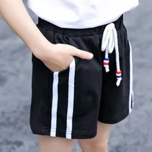 Розовые летние шорты в полоску для девочек спортивные черные крутые повседневные шорты для девочек 1, 2, 3, 4, 5, 6, 7, 8 лет, детская одежда OKP194001