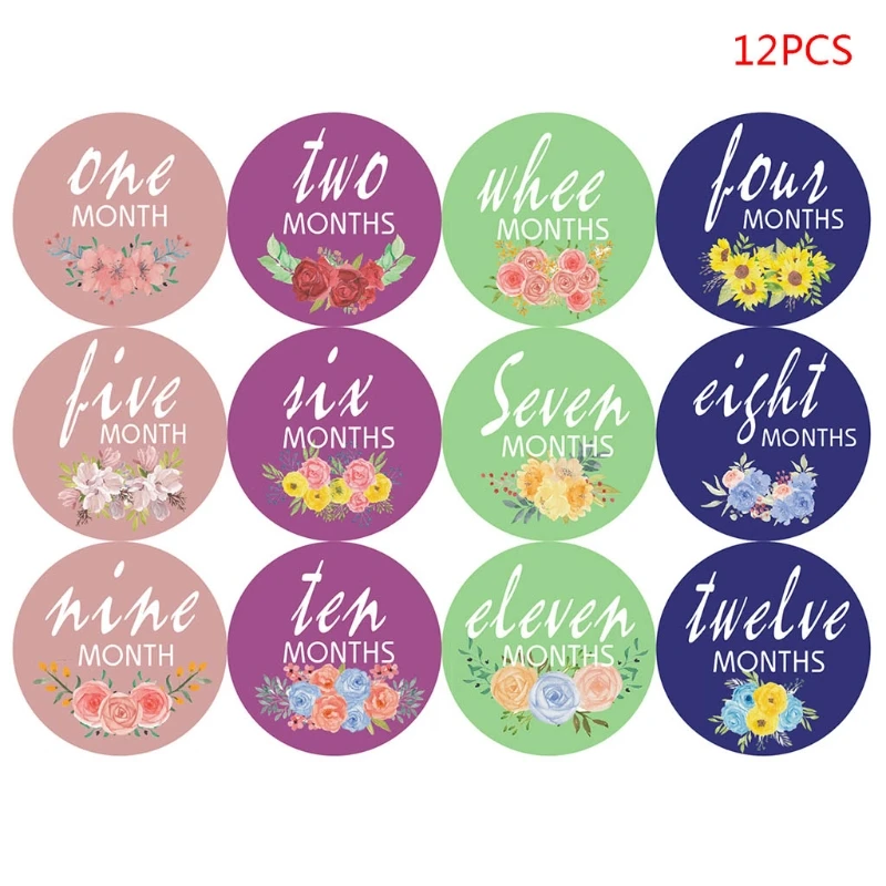 

Baby Pregnant Monthly Stickers Memory Recording Milestone Sticker Newborn Growth Photo Photography Props Cartoon Animal Pattern