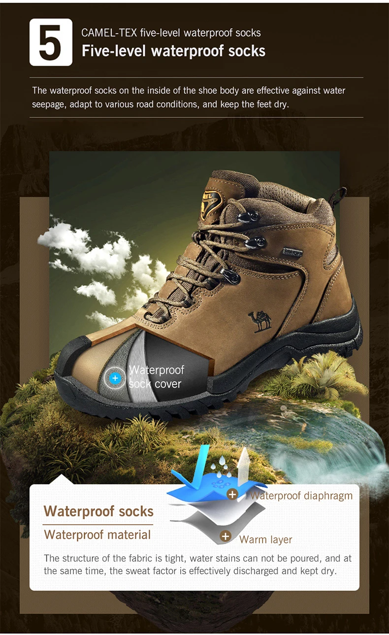 CAMEL Men Women High Top Hiking Shoes 2019 Durable Waterproof Anti-Slip Outdoor Climbing Trekking Shoes Military Tactical Boots