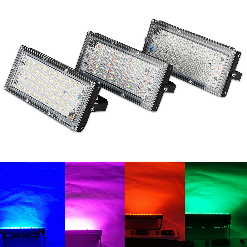 Светодиодный точечный светильник уличный RGB прожектор 50 Вт 100 AC 220 В