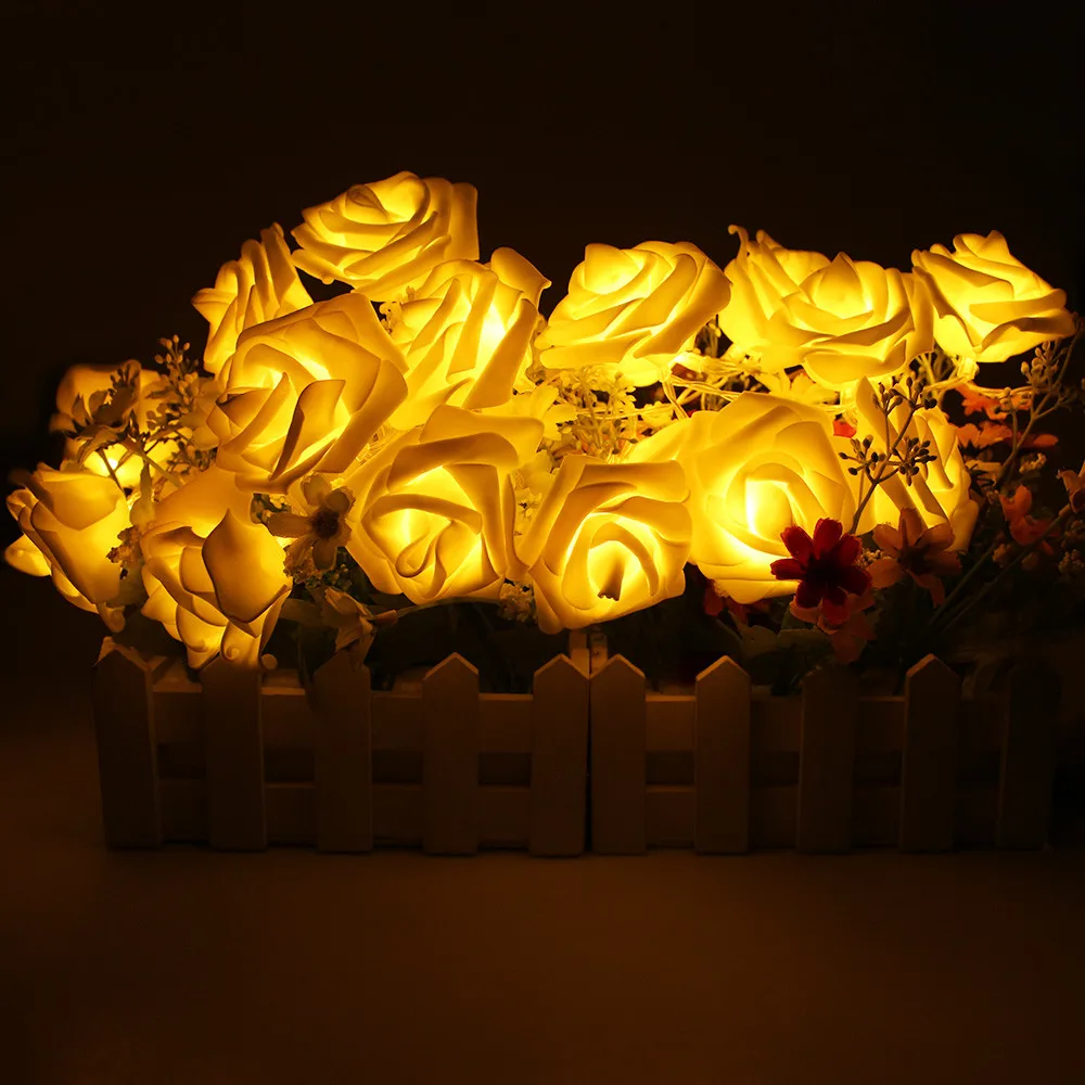 Светодиодный гирлянды розы Фея Света Батарея работает 2 м 20 светодиодный модная Праздничная подсветка на солнечных батареях для свадьбы