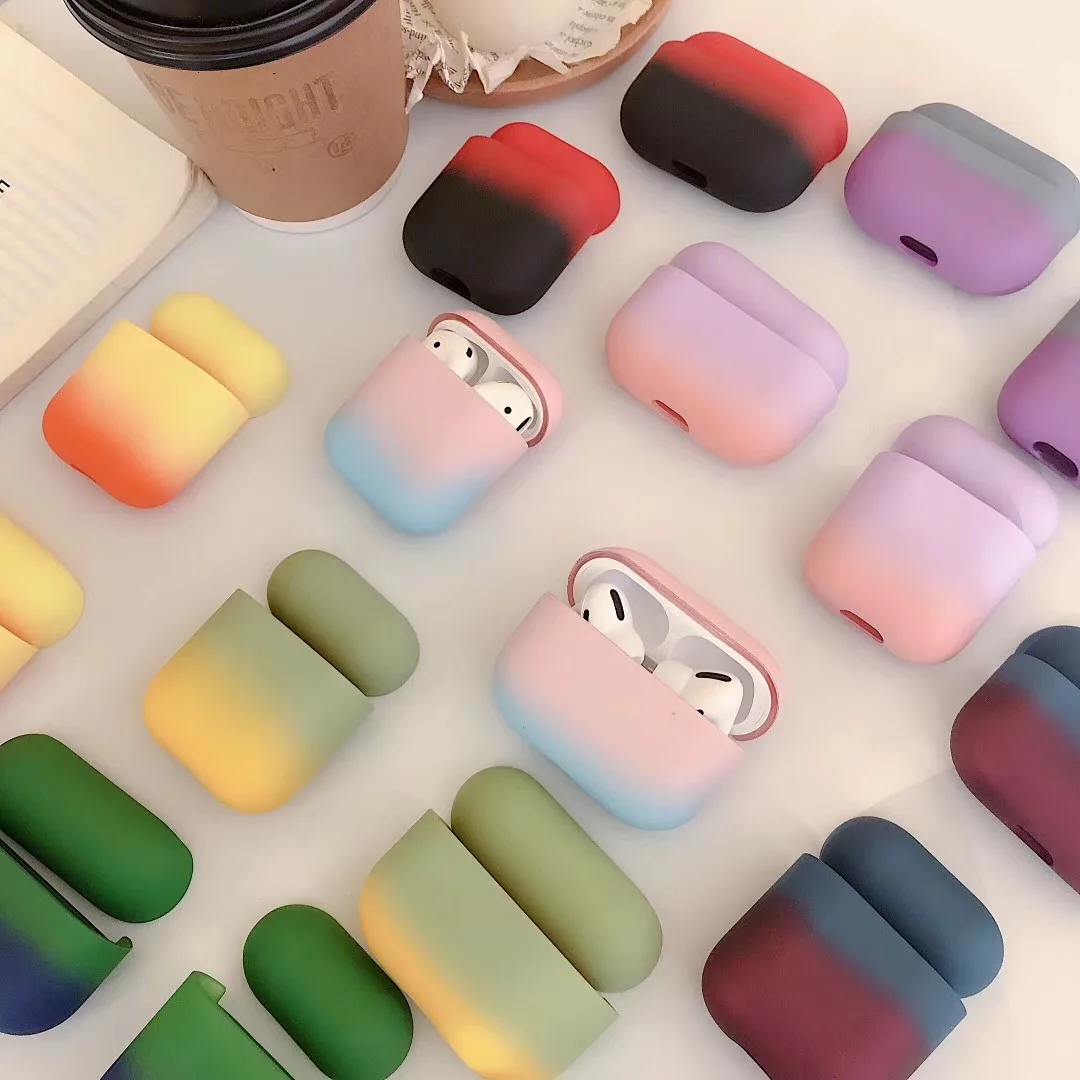 

Fashion Gradient Hard Silicone Protective Case for Apple Airpods 3 High Quality Headphone Case for Apple Airpods Pro