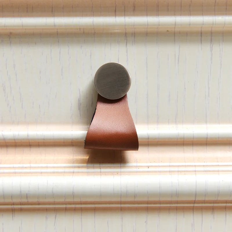 

Brown Pure Leather Cabinet Handle for Furniture Hardware
