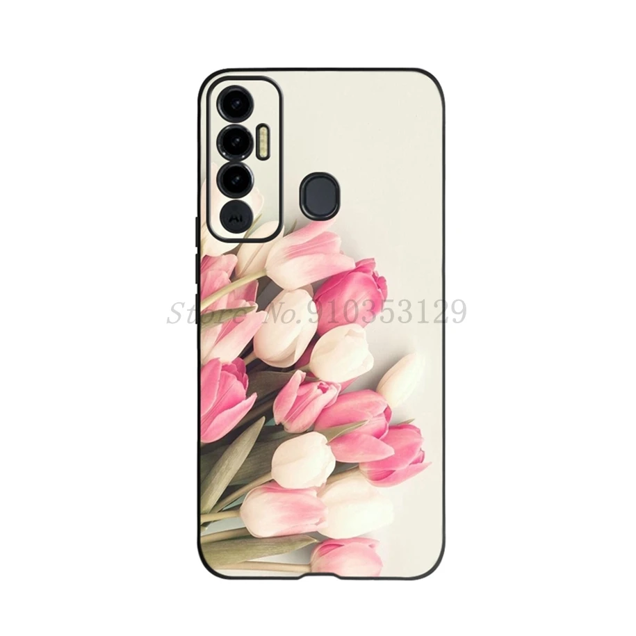 Floral Soft Silicone Black TPU Phone Case