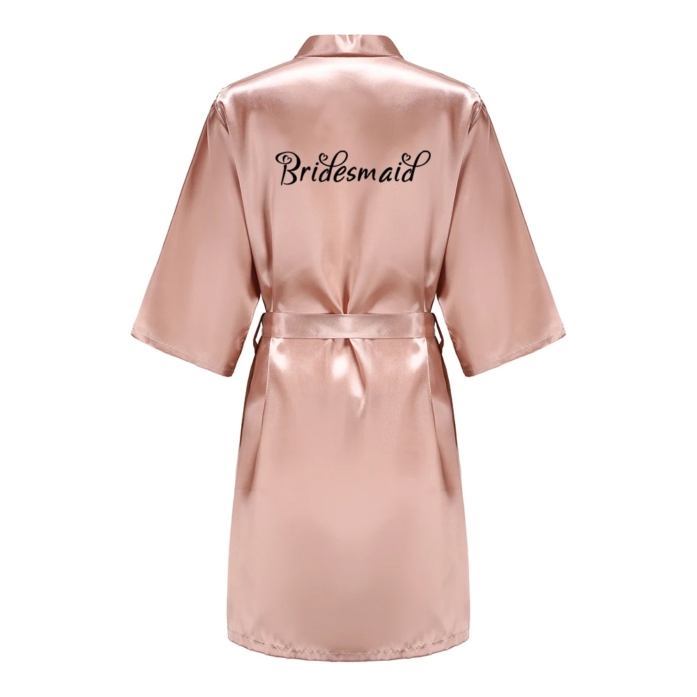 Satin Silk Robes Plus Size Wedding BathRobe Bride Bridesmaid Dress Gown Women Clothing Sleepwear Maid of Honour Rose Gold