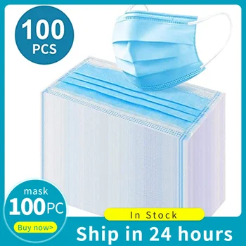 

100pcs Disposable Solid Mask Blue Facemasks Classic For Face Women Summer Mascarillas Para El Rostro Mascarilla Tela Masque