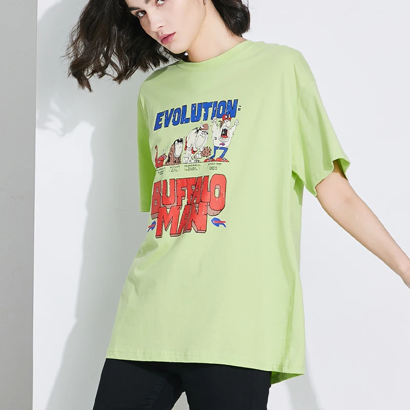 2020 Korean trend one size T-shirt plus size women's fashion clothes women's anime diffuse green street clothing