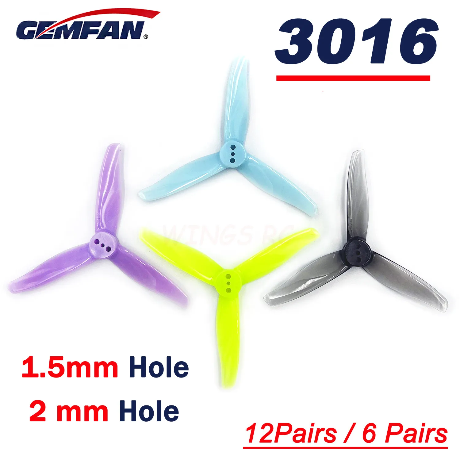 3-лопастной пропеллер Gemfan Hurricane 3016 3-дюймовый отверстие 1 5 мм 2 Пропеллер CW CCW FPV для