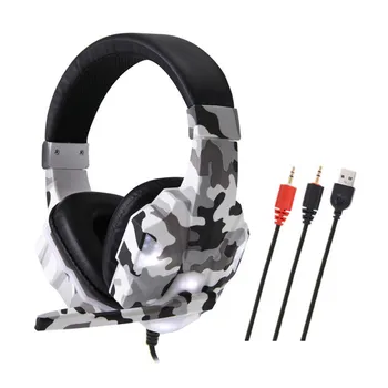 

3.5mm USB Gaming Headset with Microphone LED Light Gaming Headphone for Computer PC H-best