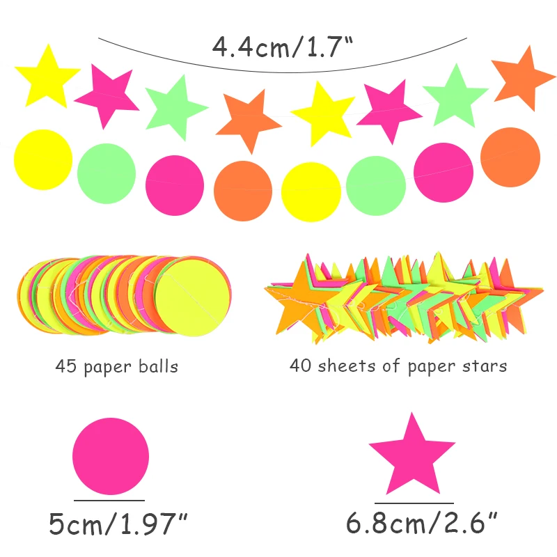 40 Sheets Neon Papers Glow Party Decorations Neon Party Supplies