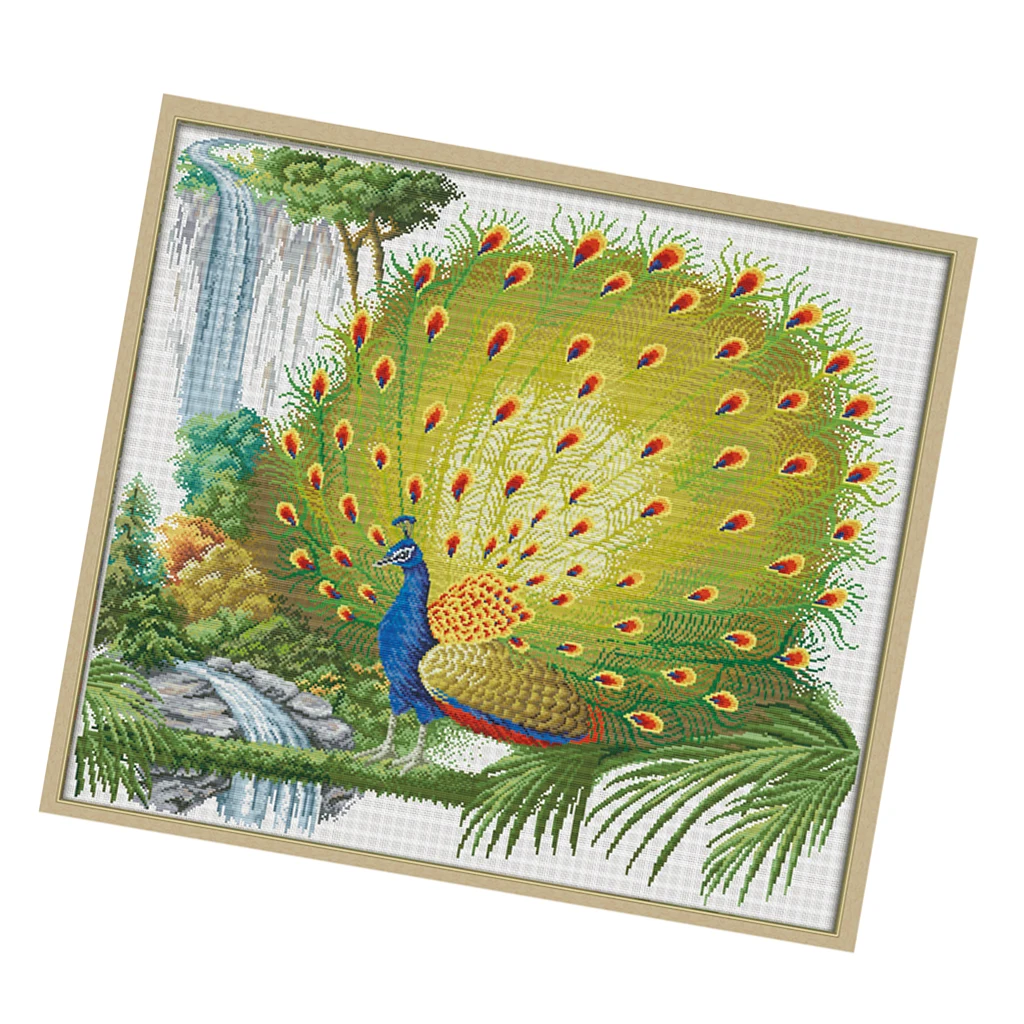 DIY наборы для штампования крестиком для домашнего декора 32,6 ''x 29,5''-Colorfol животный крест-Шитье Needlecrafts узор, павлин