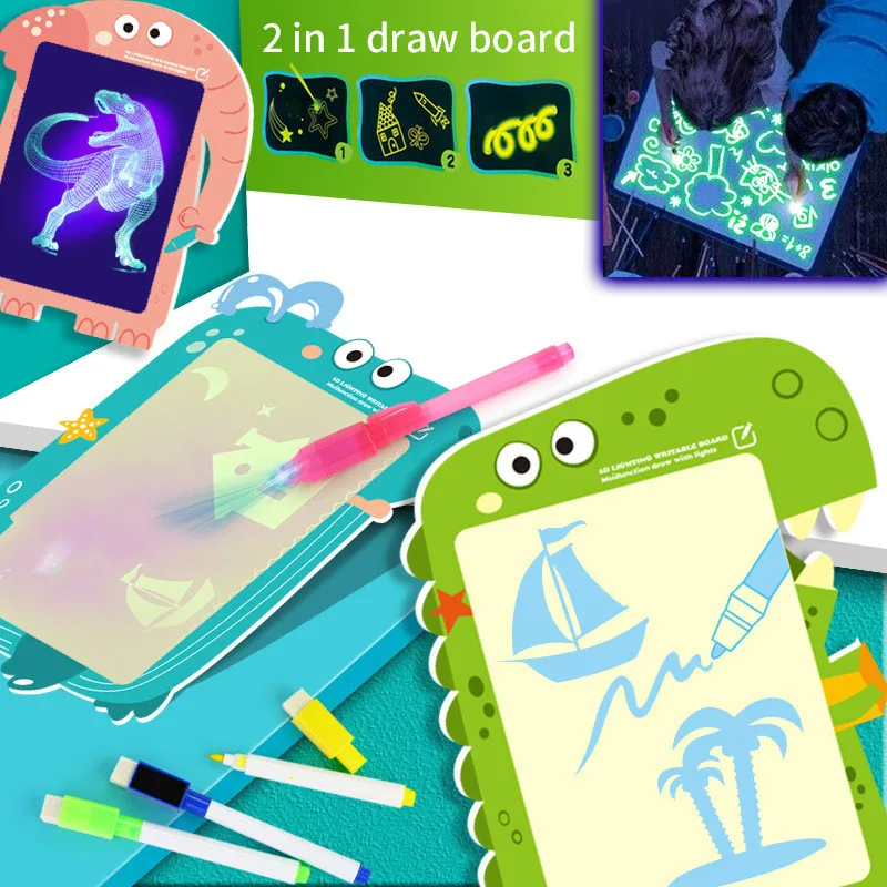 A3 светящаяся доска для рисования, обучающая игрушка, доска для граффити, 3D светящаяся доска, ручка, волшебная игрушка для рисования, планшет, 1 шт