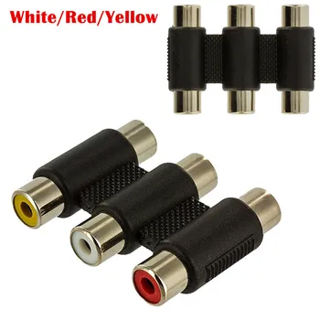 

New 3 colour gold plating RCA Female to Female RCA Extension cable connector For VCD DVD HDTV