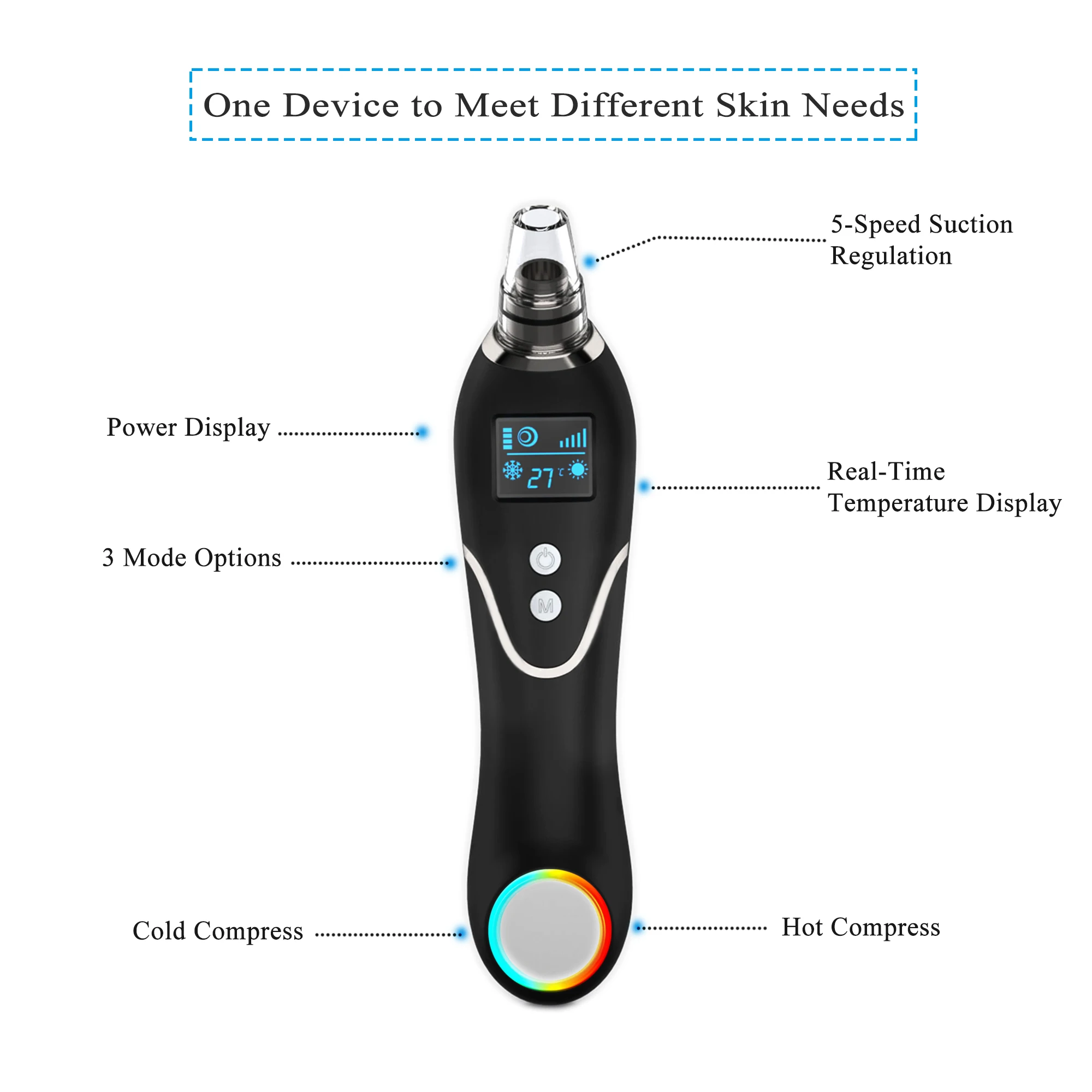 US $30.35 Blackhead Remover Hot Cold Facial Cleaner Deep Pore Acne Pimple Sucker Acne Extractor Removal Vacuum Suction Face SPA Skin Care