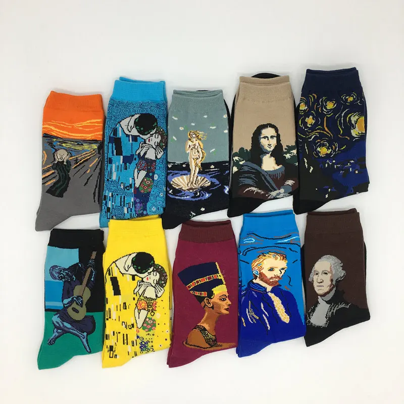 Style5 10 пар/Партия Красочные забавные Новинка известная серия картин для мужчин и женщин хлопок Фанки платье носки модные носки в художественном стиле - Цвет: Style5