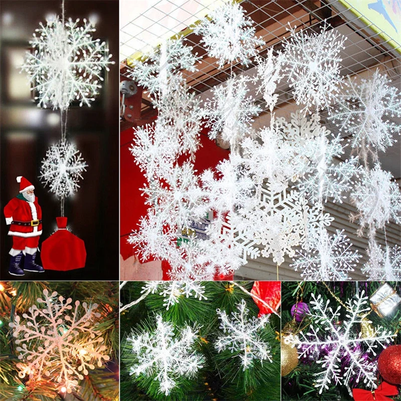 18 Snowflake Artificial Snow  Plastic Christmas Decorations - 18 Plastic  White - Aliexpress