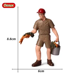 Oenux Farm Staff Feeder Action Figures with Pig Figurines - Miniature Toys (Young breeder)