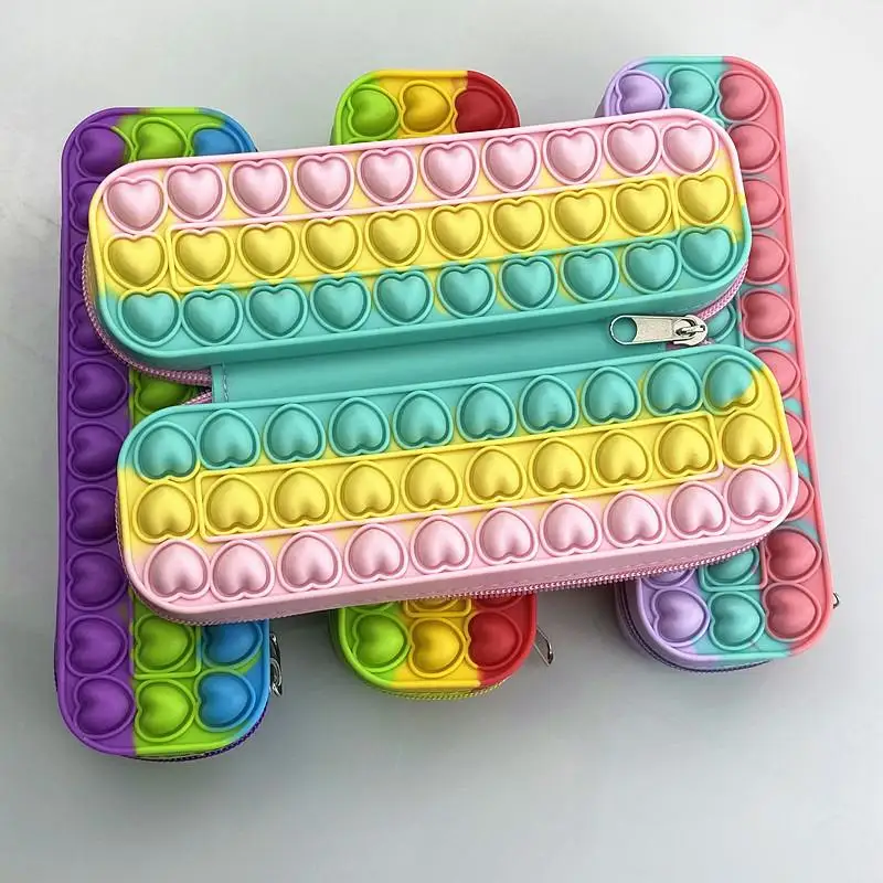New Pencil Case Pop It Push Bubble Fidget Toys Children Stress Relief Squeeze Toy Antistress Soft Squishy Kids Gifts Ppoper | Игрушки и