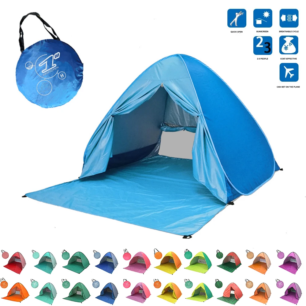 

Beach Tent Pop Up Automatic Open Tent Family Ultralight Folding Tent Tourist Fish Camping Anti-UV Fully Sun Shade 2-5 Persons