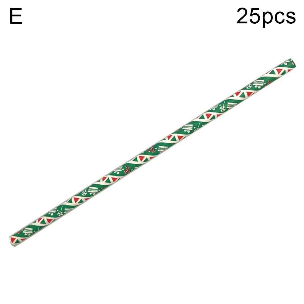 25 шт Рождественская точка снежинка Дерево Печать одноразовые бумажные питьевые соломинки Декор - Цвет: E